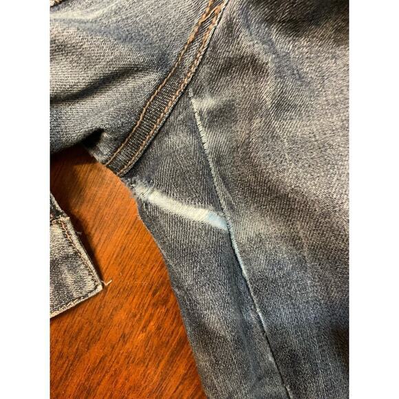 Loft Ann Taylor Women's Small Distressed Blue Denim Jean Jacket Cotton Blend - Picture 8 of 11
